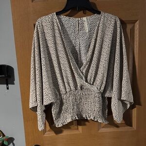 Vanilla Bay Cream Blouse with Black Dot Print